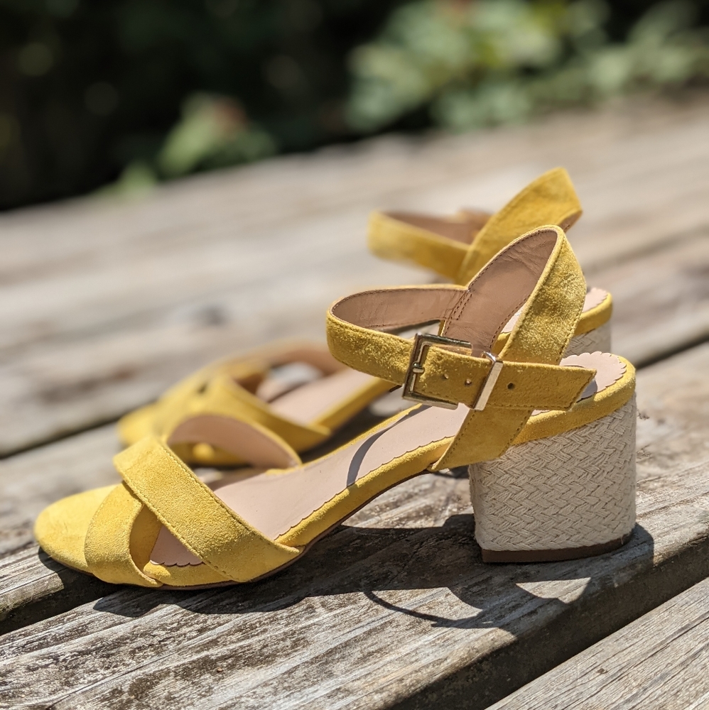 Crown & Ivy - Yellow Suede H eeled Sandals - Women's Size 7.5
